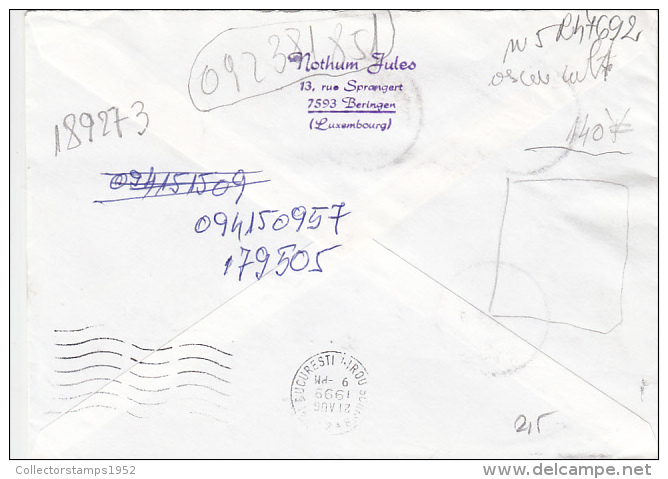 13771- WATER PLANT, WOODPECKER, VIOLONIST, FISH, NATO, EUROPA CEPT, STAMPS ON COVER, 1999, LUXEMBOURG - Cartas & Documentos