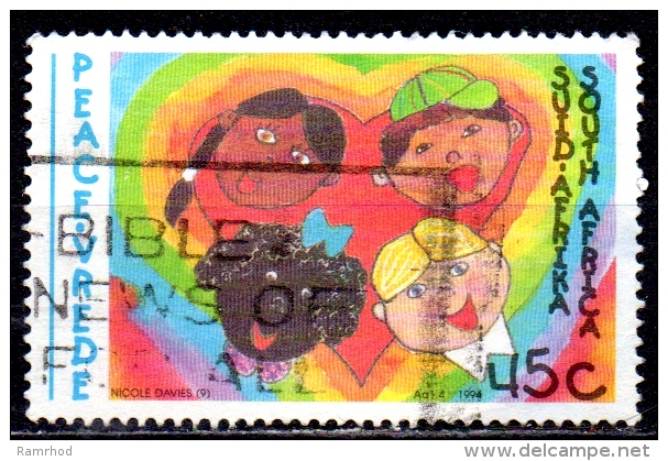 SOUTH AFRICA 1994 Peace Campaign. Children's Paintings - 45c Children Of Different Races (Nicole Davies) FU - Oblitérés