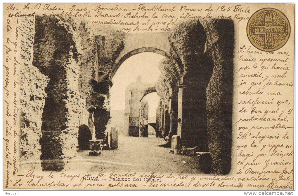 11890. Postal Privada MONTBLANCH (Tarragona) 1905. Roma Palazzo Cesari - Lettres & Documents