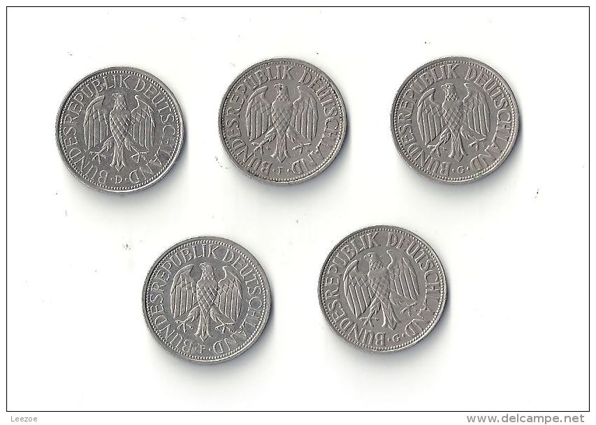 Monnaie Allemande, 1 Mark Lot De 5 Pièces - 1 Mark