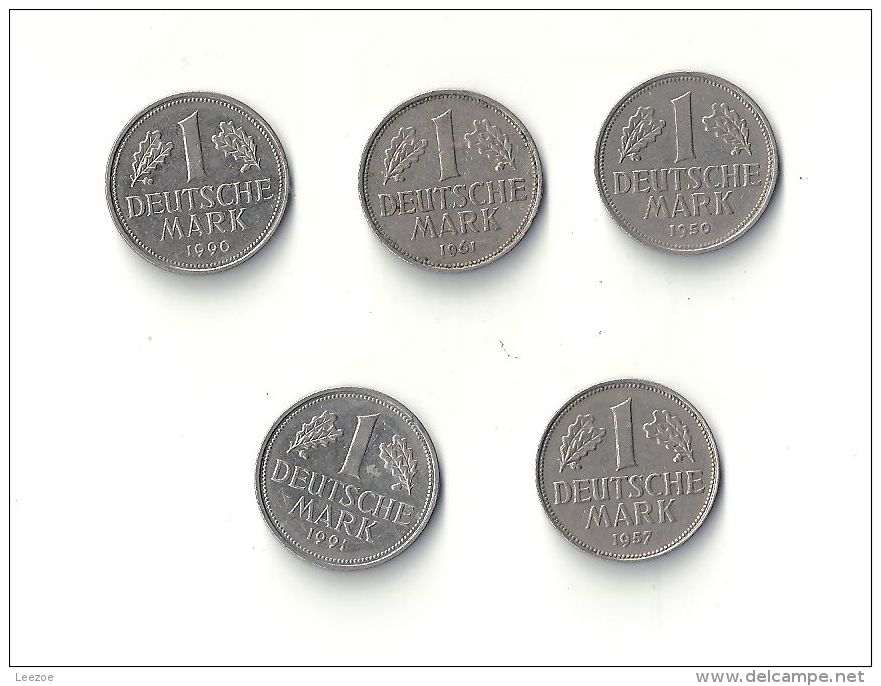 Monnaie Allemande, 1 Mark Lot De 5 Pièces - 1 Mark