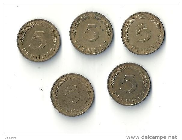 Monnaie Allemagne, 5 Pfennig Lot De 5 Pièces - 5 Pfennig