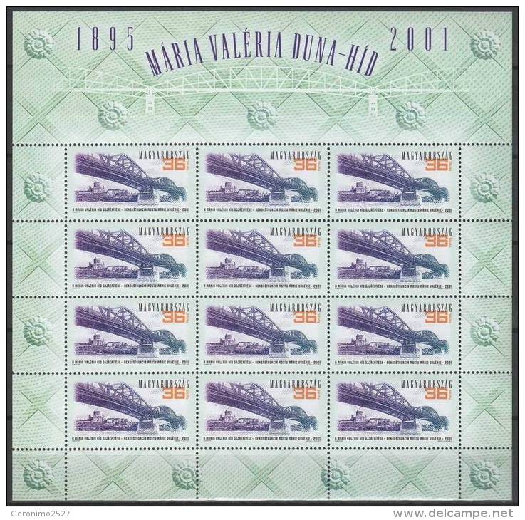 HUNGARY 2001 ARCHITECTURE Structures MARIA VALERIA BRIDGE - Fine Sheet MNH - Neufs