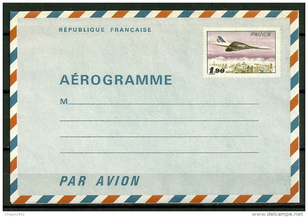 FRANCE - ENTIER - AEROGRAMME  - N° 1005-AER-   1,50 CONCORDE - Aerograms