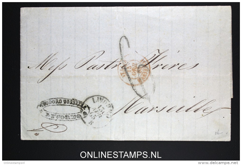 Italy: Letter 1865 Livorno To Marseille - Storia Postale