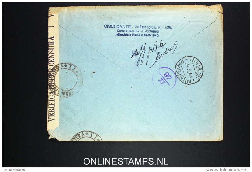 Italy: Cover 1943 Film Italiana To Amsterdam, Double Censored - Storia Postale