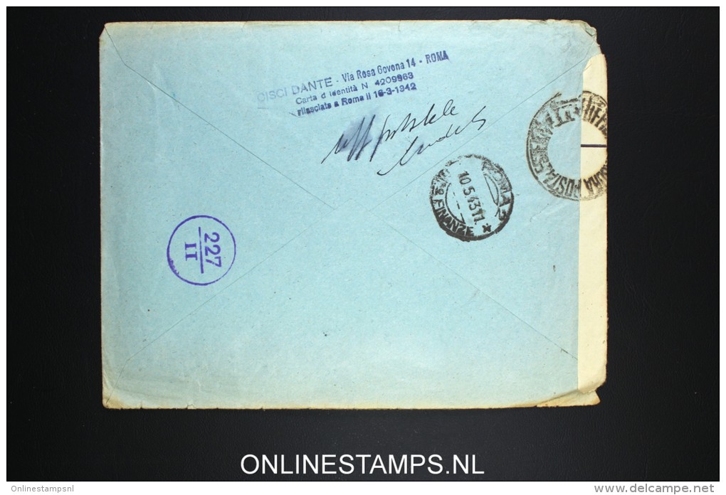 Italy: Cover 1943 Film Italiana To Amsterdam, Double Censored - Storia Postale