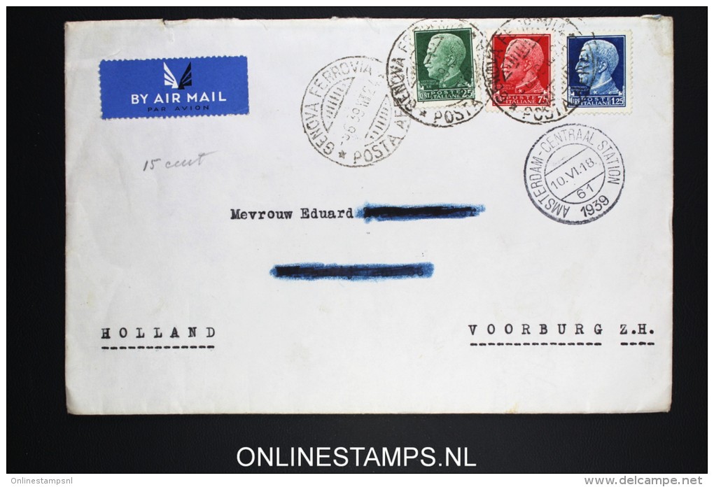 Italy: Airmail Cover Genevo Ferrovia To Voorburg Holland, Mixed Stamps - Marcofilie