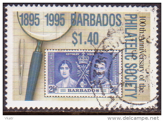 BARBADOS 1996 SG #1069 $1.40 VF Used Philatelic Society Stamp On Stamp - Barbados (1966-...)