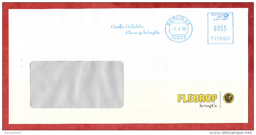 Brief, Francotyp-Postalia F721457, Grosse Gefuehle: Fleurop Bringt's, 55 C, Berlin 2006 (75095) - Briefe U. Dokumente