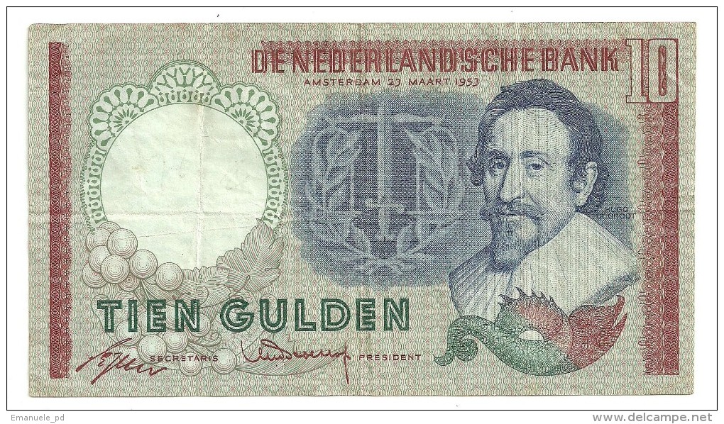 Netherlands 10 Gulden 1953 *V* - 10 Gulden