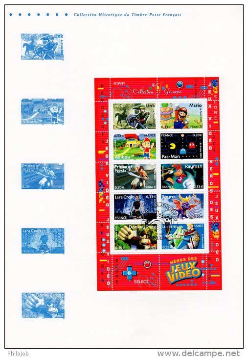 Document Officiel 2005 (4 Pages) N° 21 05 509 " HEROS DES JEUX VIDEO " N° YT BF 91 (Lara Croft Sims Mario Pac-Man). DPO - 2000-2009