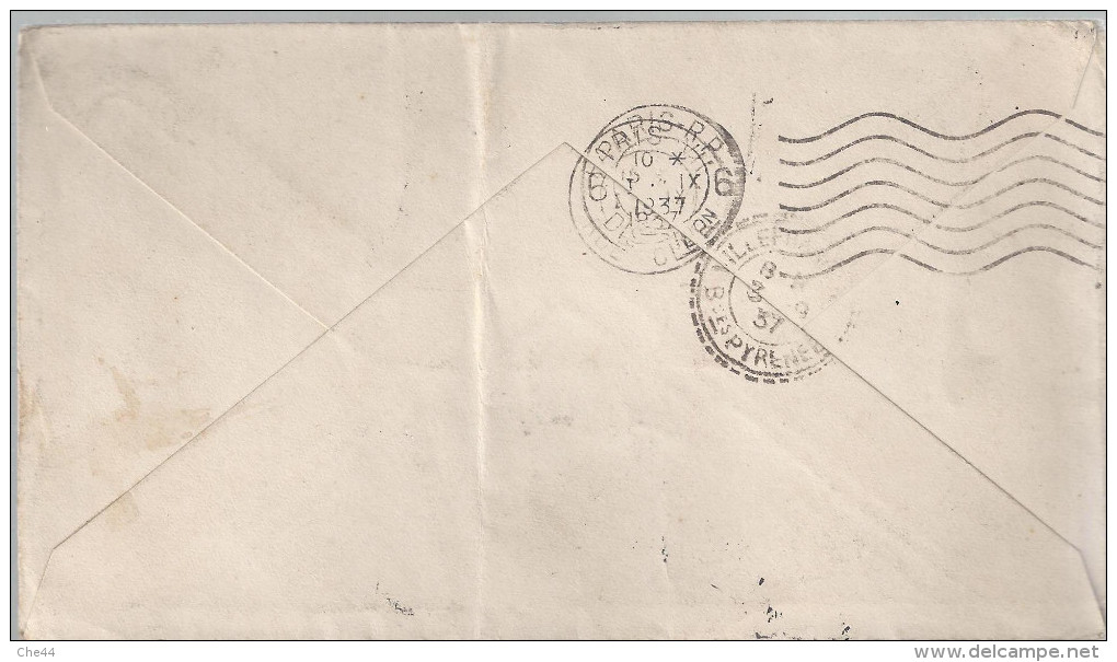 Lettre Cad Victoria Hong Kong 30 Jy  1937 + Cachet PAQUEBOT + Pour La France. - Briefe U. Dokumente