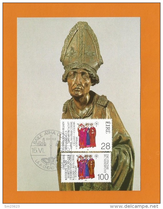 BRD 1989 Mi.Nr.1424/ Irland 638 , Apostel Kilian - Hagenbach Maximum Card - Limitierte Auflage -Erstausgabe 15.06.1989 - - Tarjetas – Máxima