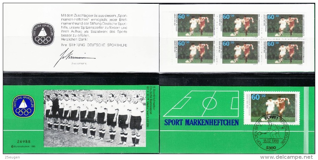 GERMANY 1988 WORLD  CUP  SWITZERLAND 1954  BOOKLET MNH - 1954 – Switzerland