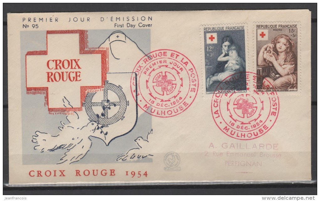 FDC Croix Rouge   Du18 Décembre 1954 -  (YT N° 1006 + 1007) -  TTB - 1950-1959