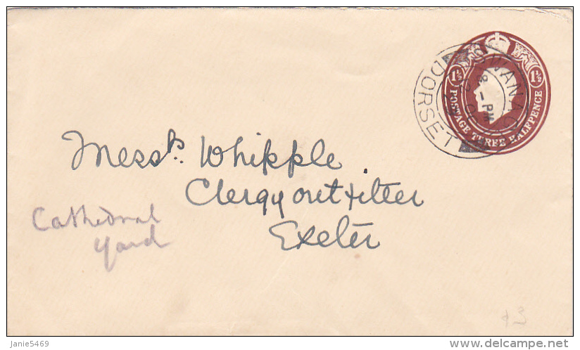 Great Britain 1929 Prepaid Envelope Three Pences Used - Non Classés