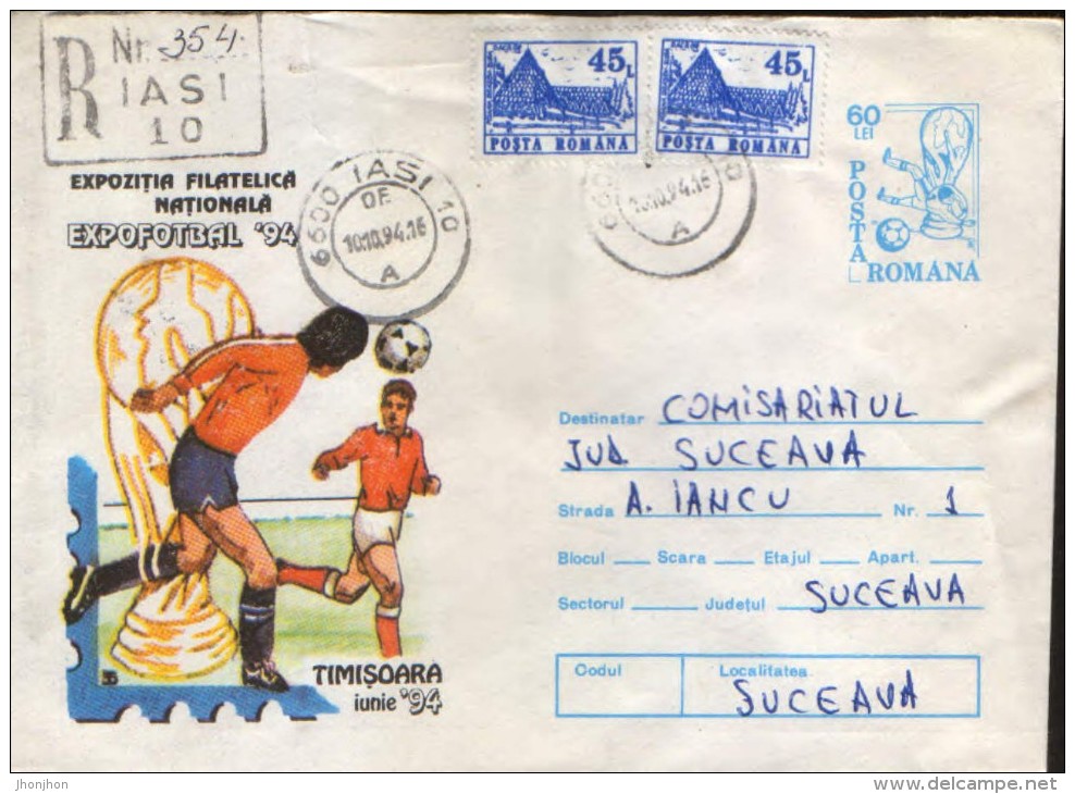 Romania - Stationery Cover Circulated 1994 - Football World Cup 1994 USA - 1994 – USA