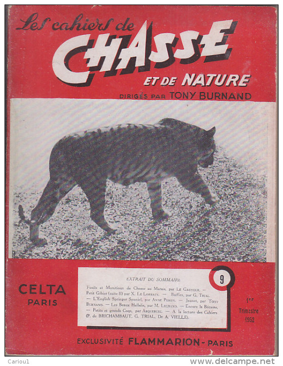 C1   Tony BURNAND Cahiers De CHASSE Et NATURE # 9 1952 Jacques PENOT - Chasse & Pêche