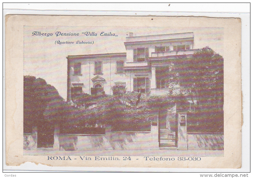 Italy - Roma - Albergo Pensione "Villa Emilia" - Bars, Hotels & Restaurants