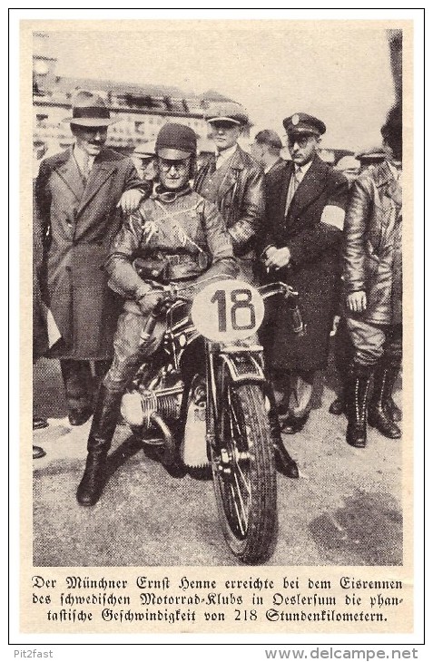 Original Zeitungsausschnitt - 1929 - Ernst Henne Beim Eisrennen In Oeslersum , BMW , Schweden !!! - Motorräder