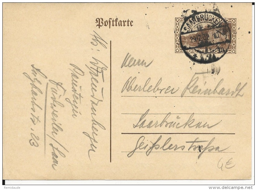 SARRE - 1932 - CARTE POSTALE ENTIER De SAARBRÜCKEN - Postal Stationery