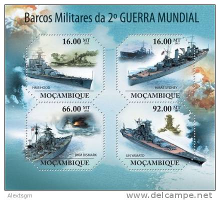 MOZAMBIQUE 2011 - Military Ships Of World War II - YT 3868-71, Mi 4652-5, Sc 2293 - WW2