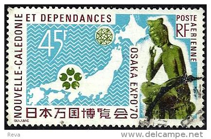 NEW CALEDONIA 45 FRANCS MAP JAPAN BUDHA STAUE OSAKA EXPO SET OF 1 USEDNH 1970 SG482 READ DESCRIPTION !! - Used Stamps