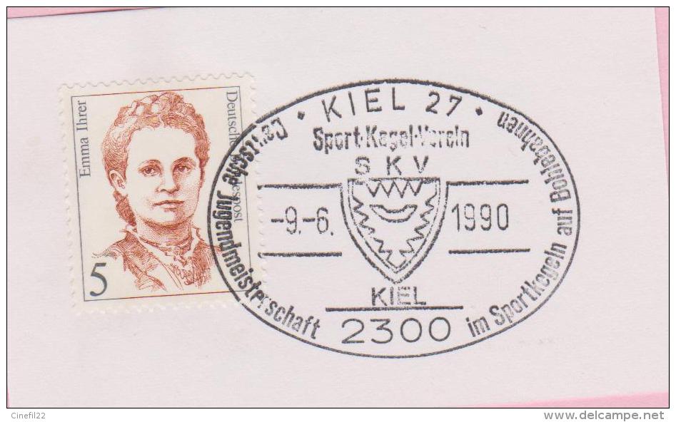 ALLEMAGNE - Bowling / Kegel, 1990, Sur Fragment (on Piece Of Cover) - Pétanque