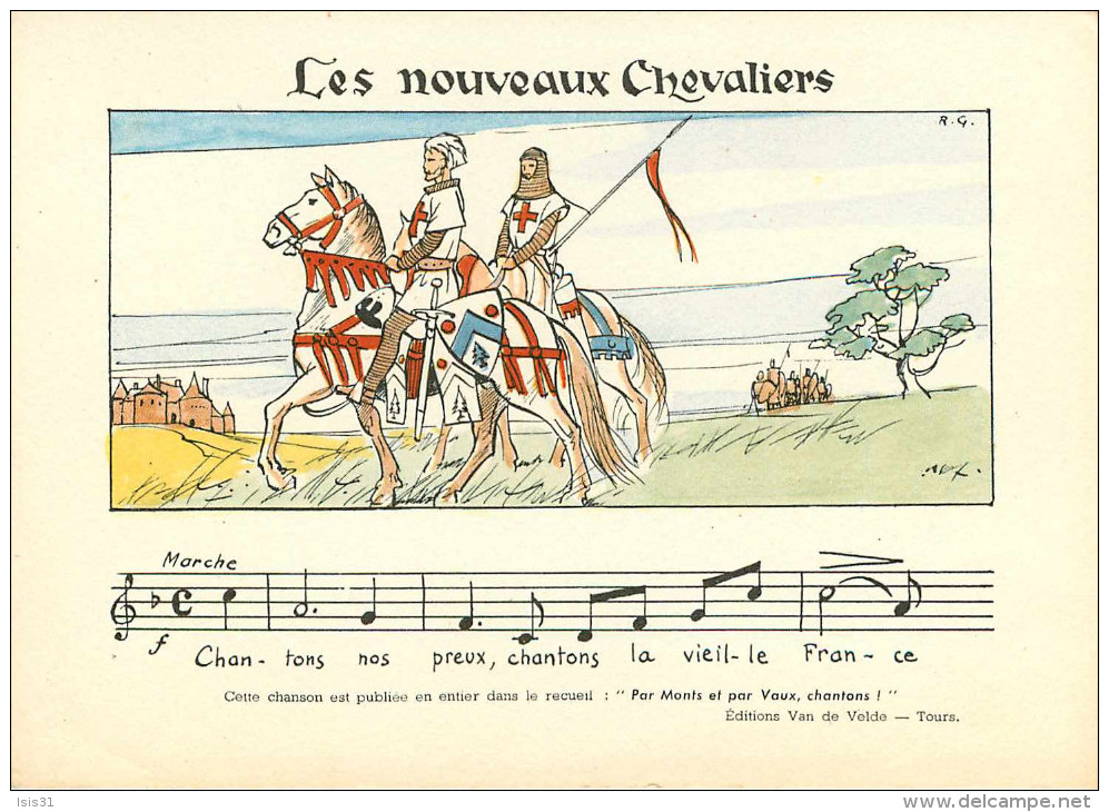 Chromos & Images - Illustrateurs - Les Nouveaux Chevaliers - Illustrateur R.G. - Par Monts Et Par Vaux ,  Chantons ! - Autres & Non Classés