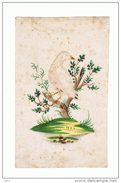 Dessin Avec Découpis (oiseau) Sur Papier Ancien - Fait Main - (b139) - Animaux