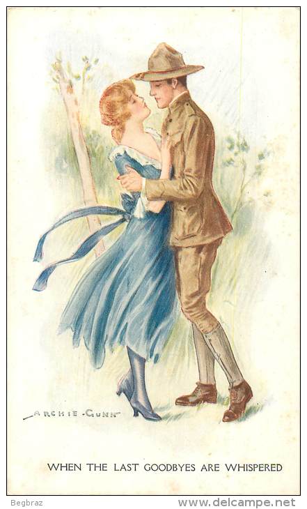 ILLUSTRATEUR ARCHIE GUNN   COUPLE   MILITAIRE   WW1 - Gunn