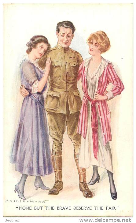 ILLUSTRATEUR ARCHIE GUNN   COUPLE   MILITAIRE   WW1 - Gunn