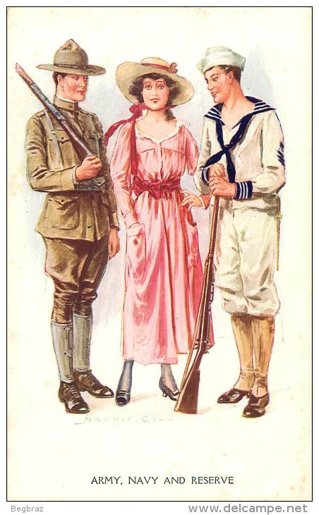 ILLUSTRATEUR ARCHIE GUNN   COUPLE    MILITAIRE   WW1 - Gunn