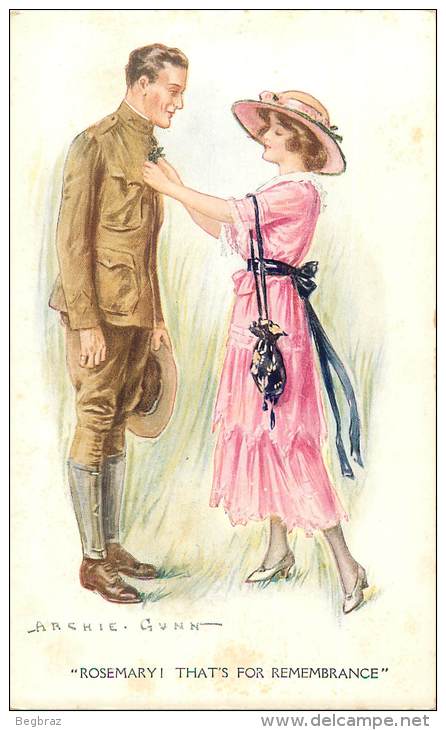 ILLUSTRATEUR ARCHIE GUNN   COUPLE    MILITAIRE   WW1 - Gunn