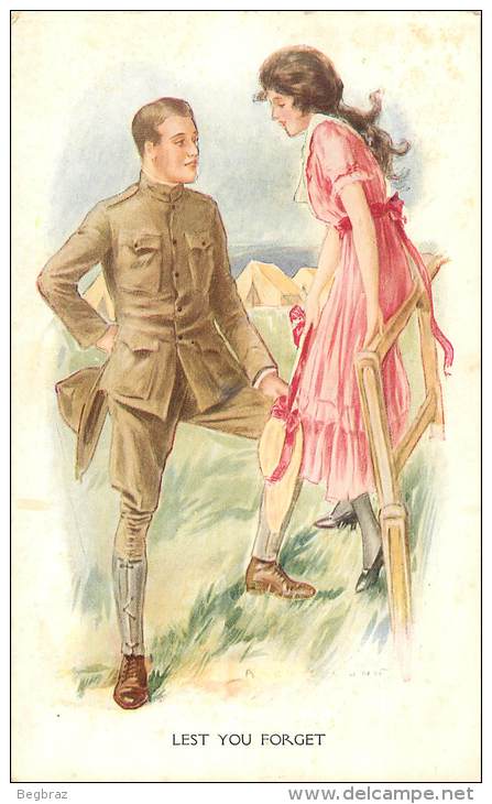 ILLUSTRATEUR ARCHIE GUNN   COUPLE    MILITAIRE   WW1 - Gunn