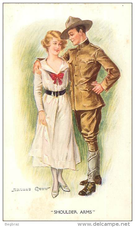 ILLUSTRATEUR ARCHIE GUNN   COUPLE    MILITAIRE   WW1 - Gunn