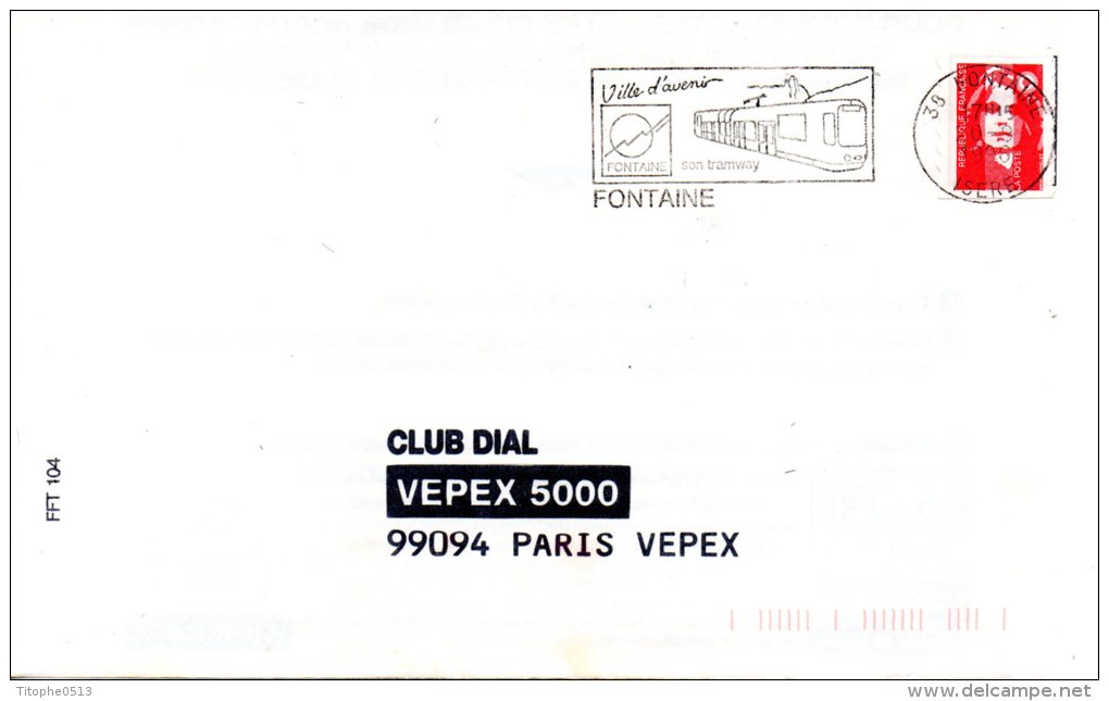 FRANCE. Enveloppe Ayant Circulé Avec Flamme De 1996. Tramway De Fontaine. - Tramways