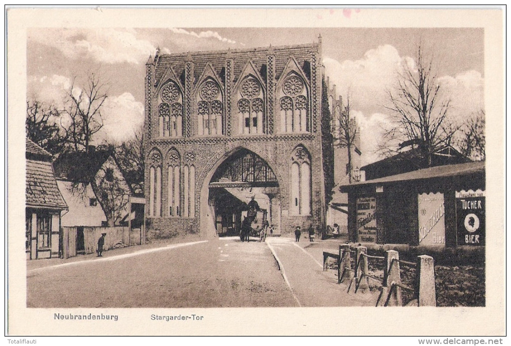 NEUBRANDENBURG Stargarder Tor Pferde Wagen Kiosk Räucheraal Richard Beck..Bier Ungelaufen Verlag W B L H - Neubrandenburg