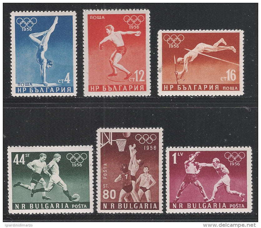 BULGARIA - 1956: SERIE DI 6 VALORI NUOVI STL DEDICATI ALLE OLIMPIADI DI MELBOURNE - IN OTTIME CONDIZIONI. - Sommer 1956: Melbourne