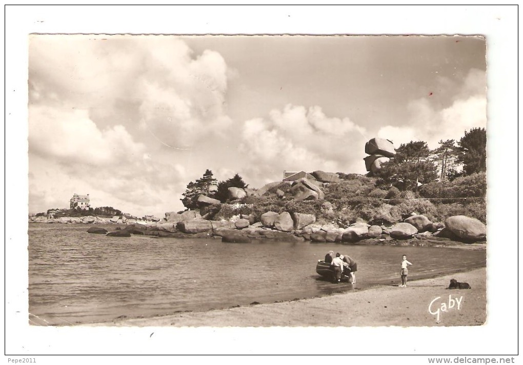 CPA : 22 - Ploumanac'h Baie De Saint Guirec -& Chateau Costaérès : Mer - Rochers - Barque - Peu Commune - Ploumanac'h