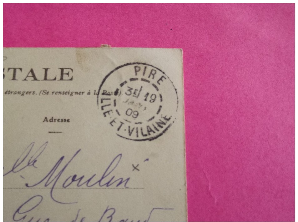 35  MOULINS   ILLE ET VILAINE   VUE GENERALE   CACHET POSTAL PIRE 1909 (plus Net Au Dos) - Autres & Non Classés