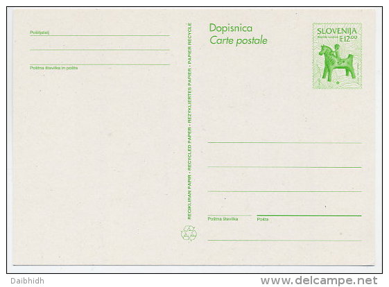 SLOVENIA 1995  12.00 T.  Postal Stationery Card On White Recycled Paper, Unused.  Michel P11 - Slovenia