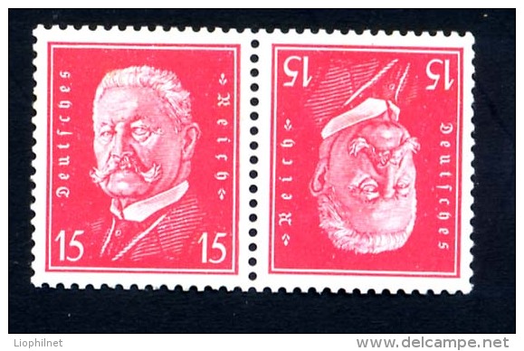 DEUTSCHES REICH 1928-32, Yvert 405a**, PRESIDENT, TETE-BECHE, NEUFS** / MNH - Neufs