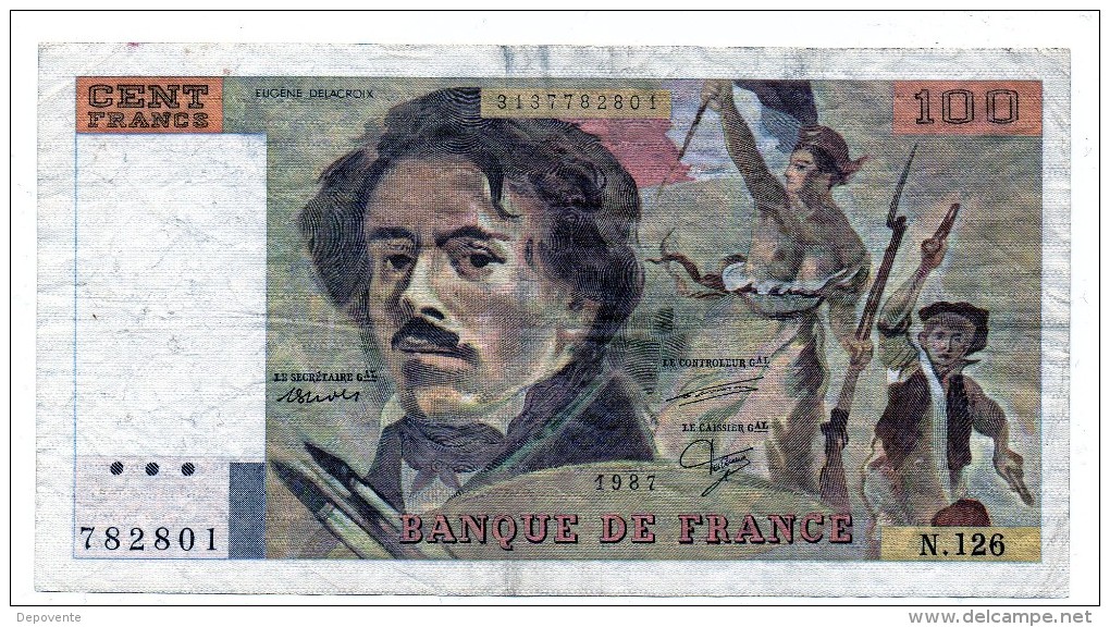 BILLET DE 100 FRANCS "DELACROIX" - 1987 - N.126 - 100 F 1978-1995 ''Delacroix''