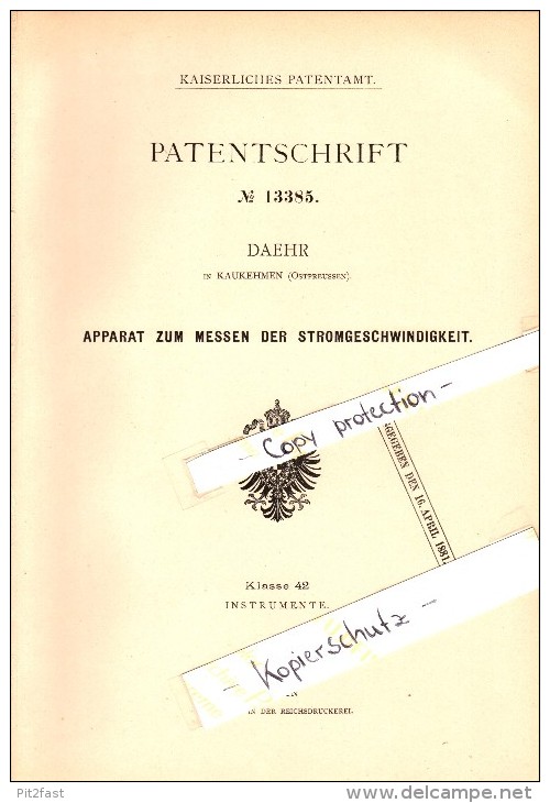 Original Patent - Daehr In Kaukehmen / Jasnoje , 1880 , Stromapparat , Gumbinnen , Kuckerneese , Ostpreussen , Russland - Ostpreussen