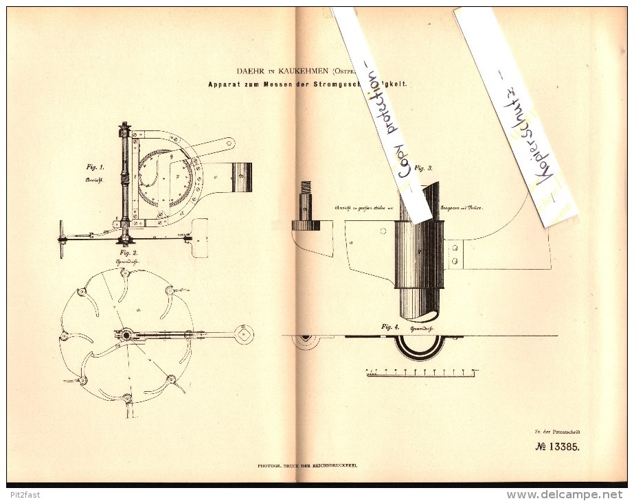 Original Patent - Daehr In Kaukehmen / Jasnoje , 1880 , Stromapparat , Gumbinnen , Kuckerneese , Ostpreussen , Russland - Ostpreussen