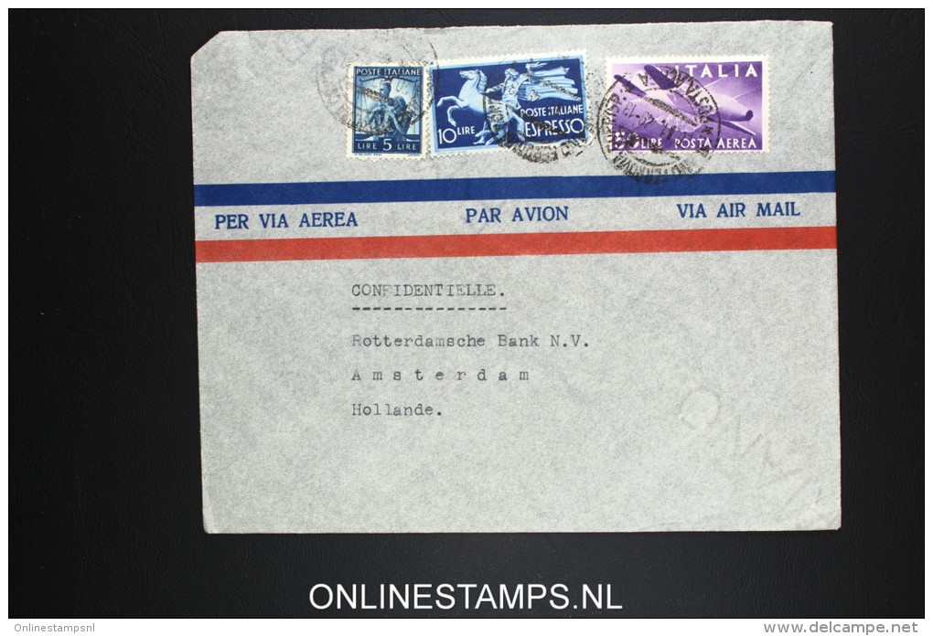 Italy: Airmail Cover  Milan To Amsterdam Mixed Stamps 1949 - Poste Aérienne