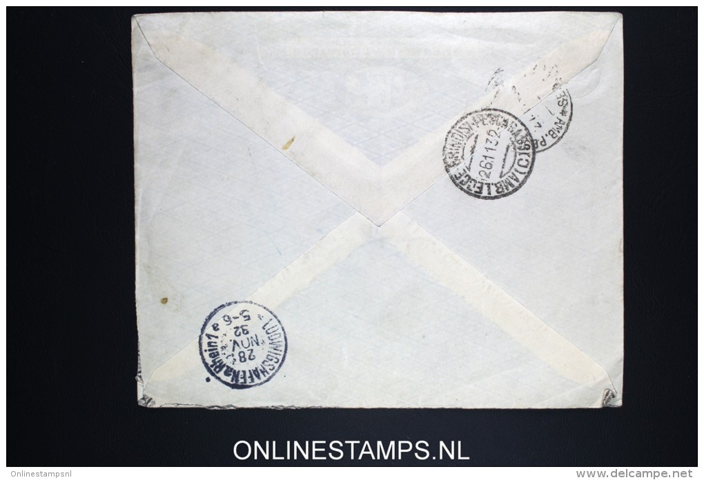 Italy: Registered Company Cover Bari To Ludwigshafen Germany Mixed Stamps 1932 1,25 Lire Damaged - Marcophilia