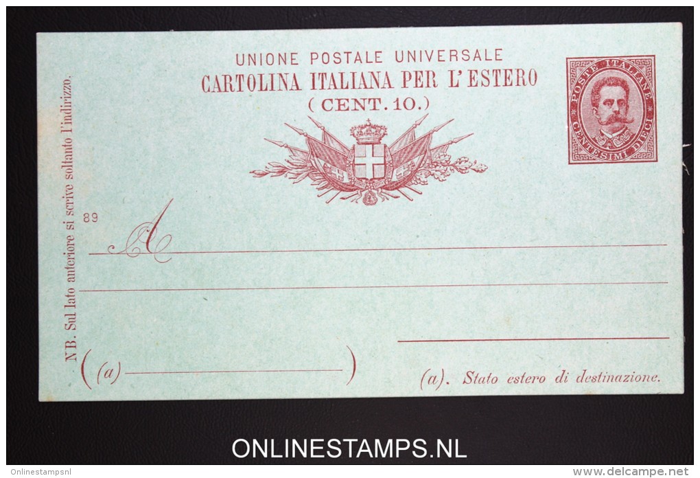 Italy: Cartolina Sa 17A Not Used  1889 - Interi Postali